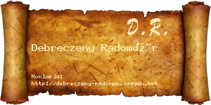 Debreczeny Radomér névjegykártya